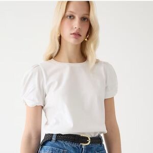 J. Crew White Puff Sleeve Top